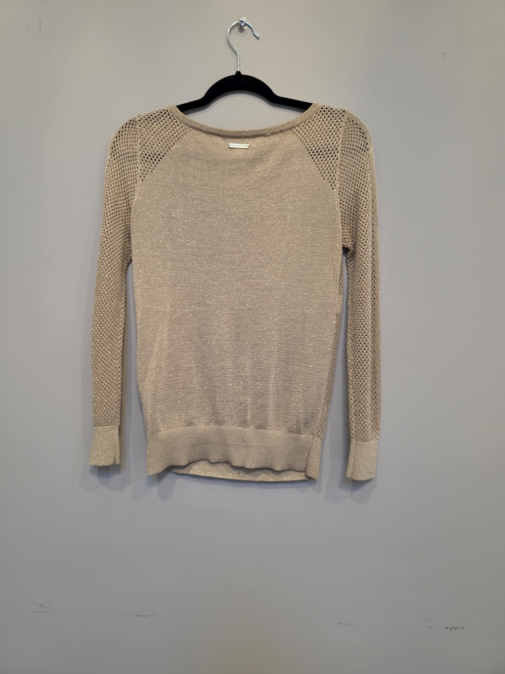 Michael Kors Light Beige Open-Stitch Sleeve Knit Pullover